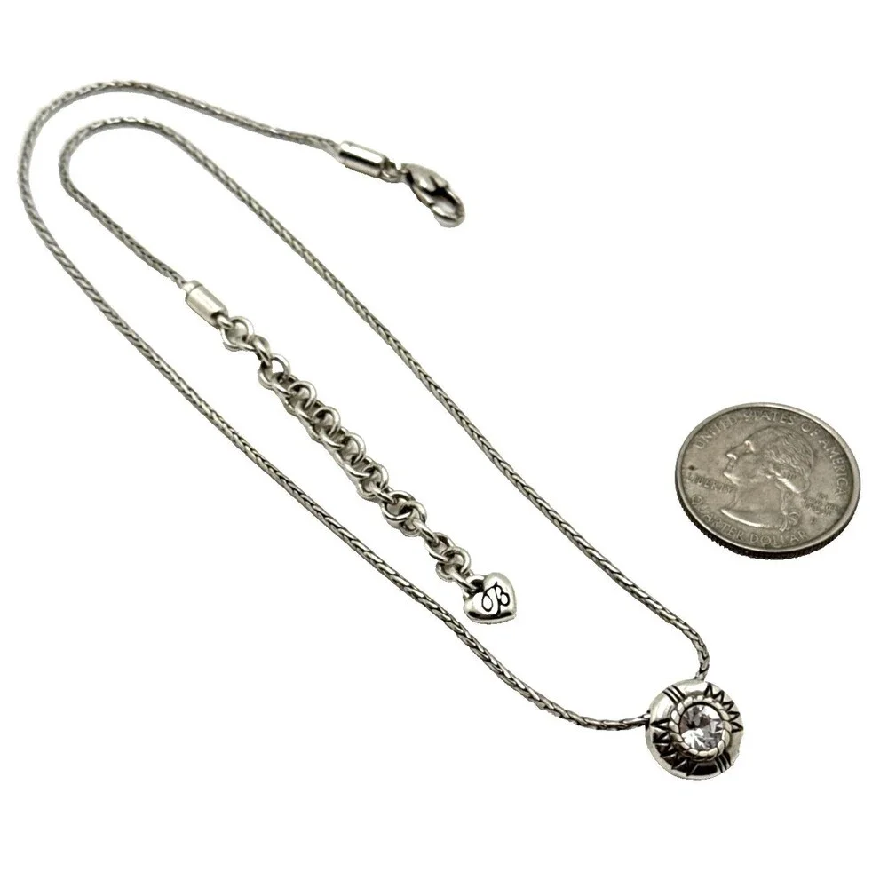 BRIGHTON FORTINO Reversible Pendant Necklace Citrine Clear Crystals 16